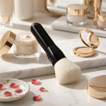 Wooden Handle Aluminum Tube Face Concealer Brush Ultra Soft Bristles